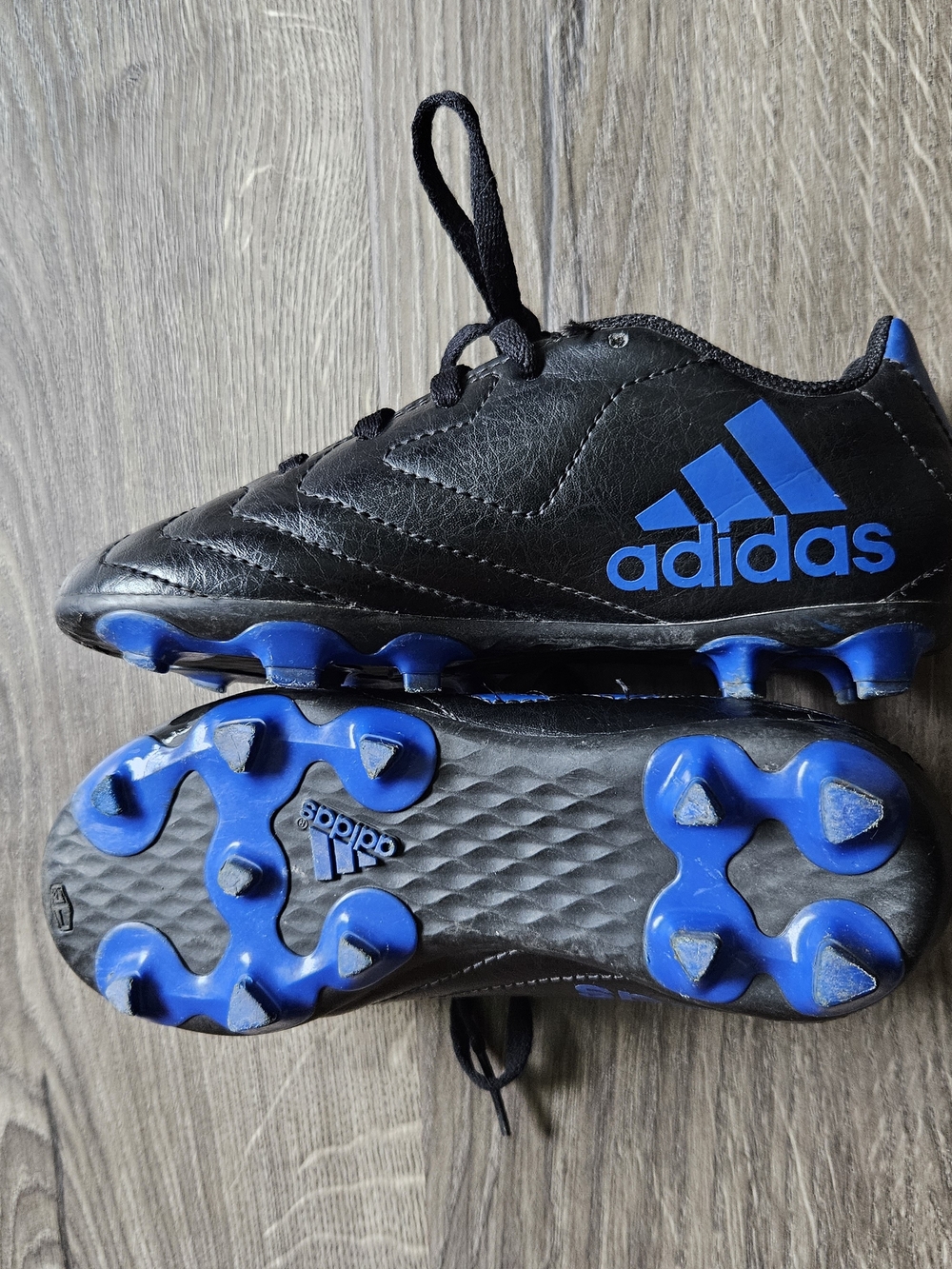 Adidas Kids Black and Blue Soccer Cleats